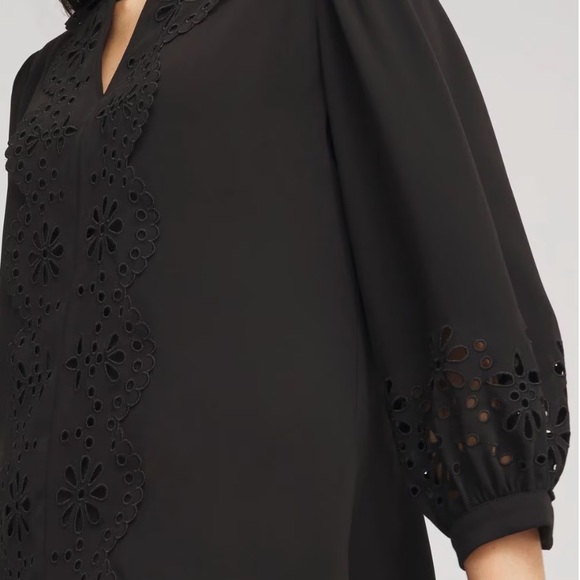 ☀️ CHICO’S Satin Eyelet Popover Blouse - Picture 2 of 15